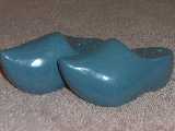 Dutch shoe shakers glazed clay blue